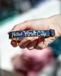 Hand Embroidered New York City Dog Collar in Dark Denim (Made in the USA)