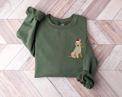 Christmas Dog Embroidered Sweatshirt, Dog Lover Embroidered Shirt