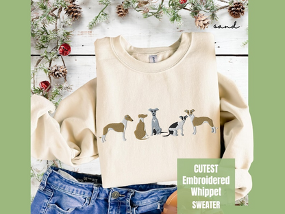 Whippet Embroidered Sweatshirt, Unique Dog Mom Dad Gift