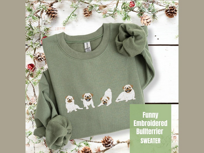 French Bulldog Embroidered Sweatshirt, Trendy Frenchie Sweater