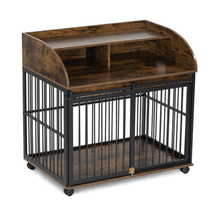 The Wooden Kennel Kennel Is Suitable For Medium-sized Dogs With Lockable Wheels