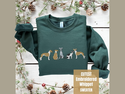 Whippet Embroidered Sweatshirt, Unique Dog Mom Dad Gift