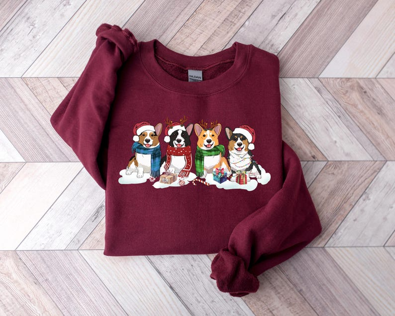 Christmas Corgi Dog Sweatshirt, Dog Owner Christmas Gift