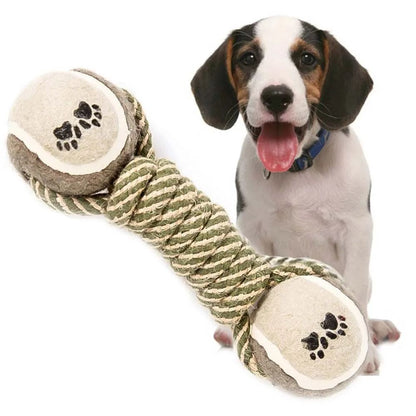 Pets Chew Toy Cotton Rope Tennis Dumbbell Rubbertoy Ball Medium Large Dog Interactive Toy Animal Playing Supplies