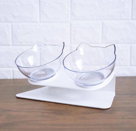 New Inclined Food Cat Ear Oblique Mouth Transparent Single Pet Bowl