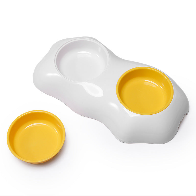 Egg-shaped Pet Bowl Drinking Water Single Bowl Double Bowl Dog Bowls Cute Pet Feeding Bowl Egg Yolk Shaped Food And Water Elevated Bowl Feeder