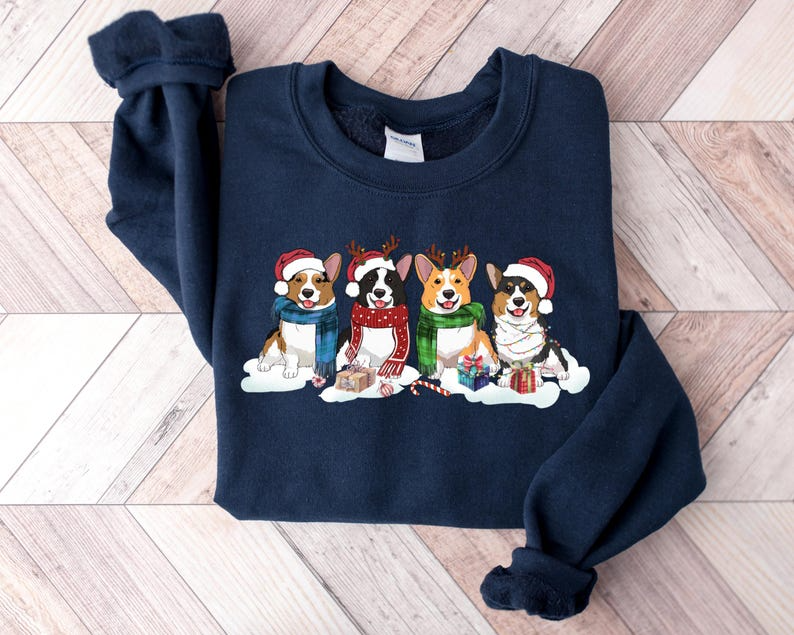 Christmas Corgi Dog Sweatshirt, Dog Owner Christmas Gift