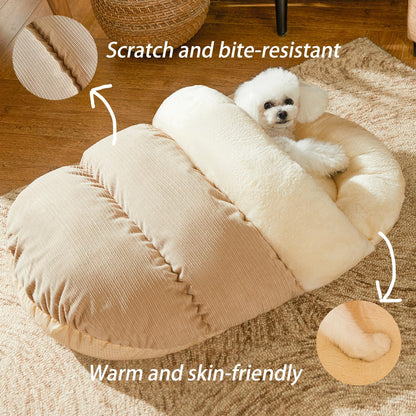 Bed For Dog And Cat Pet Bed Ultra Soft Cute Plush Slipper Cat Cave Bed Anti Slip Warm Pet House Nest Self-Warming Ideal For Indoor Use