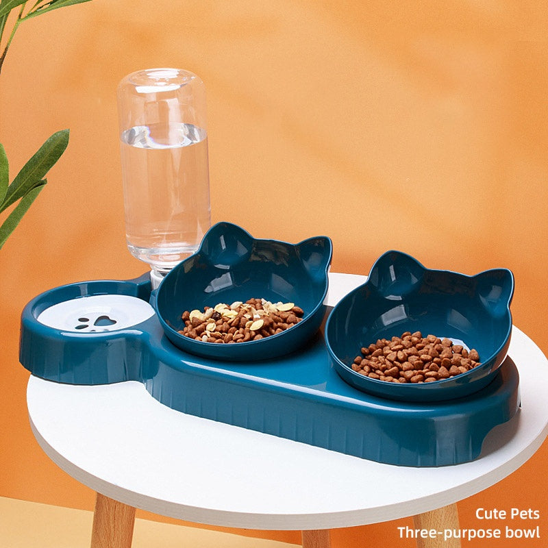 Cat Feeder Bowl,  Food And  Water Dispenser Meal Bowls - AUTOMATIC Water