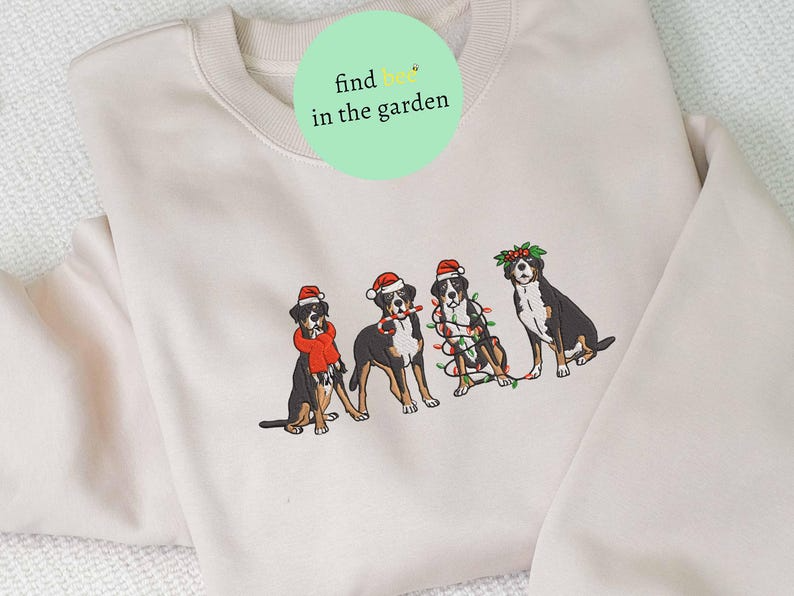 Swiss Mountain Christmas Embroidered Sweatshirt, Dog Lover Embroidered