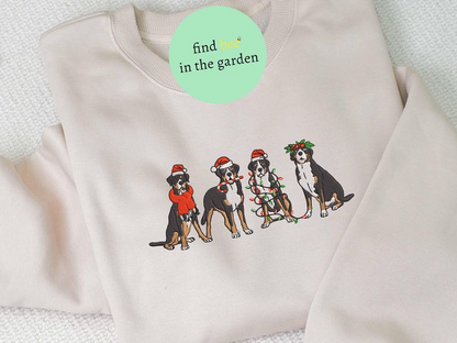 Swiss Mountain Christmas Embroidered Sweatshirt, Dog Lover Embroidered