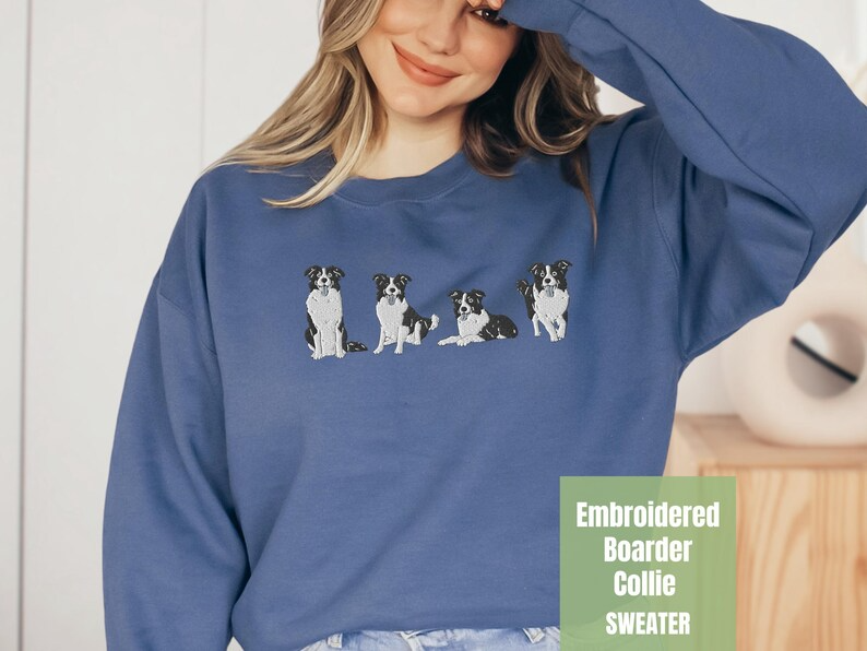 Boarder Collie Embroidered Sweatshirt, Dog Mom Dad Pet Lover Farming Gift