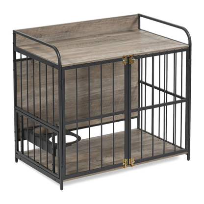 Dog Cage Furniture With Adjustable Feeding Rack For Medium-sized Dogs