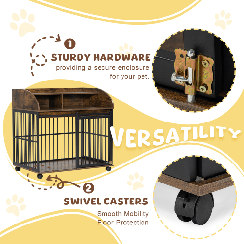 The Wooden Kennel Kennel Is Suitable For Medium-sized Dogs With Lockable Wheels