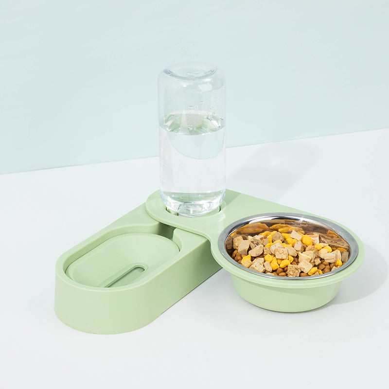 Two Bowls Of Automatic Drinking Water To Feed Cat Supplies