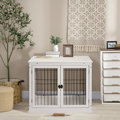 Small Kennel End Table With Two Open Sides And Lockable Door