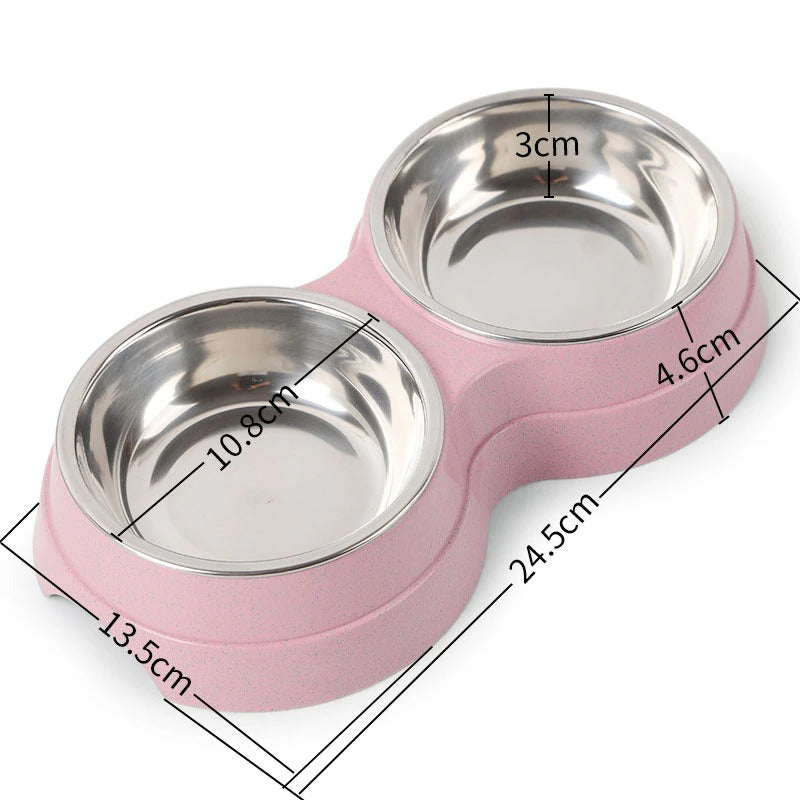 Double Pet Bowls Dog Food Water Feeder Stainless Steel Pet Drinking Dish Feeder Cat Puppy Feeding Supplies Small Dog Accessories