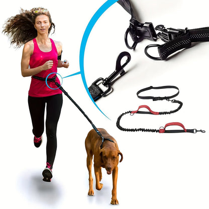 Hands-Free Dog Leash For Running & Walking - Durable Nylon, Adjustable Waist Belt, Ideal For Active Pets