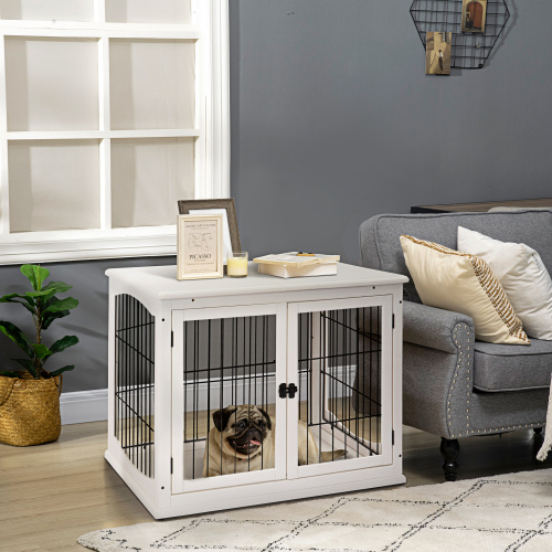 Small Kennel End Table With Two Open Sides And Lockable Door