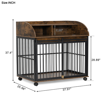 The Wooden Kennel Kennel Is Suitable For Medium-sized Dogs With Lockable Wheels