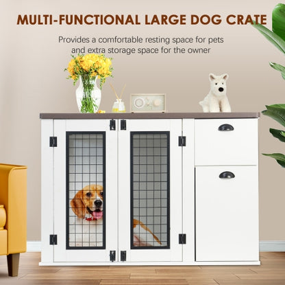 Furniture Style Dog Cage, Wooden Dog Cage, Double Door Dog Cage, Side Cabinet Dog Cage, Dog Crate